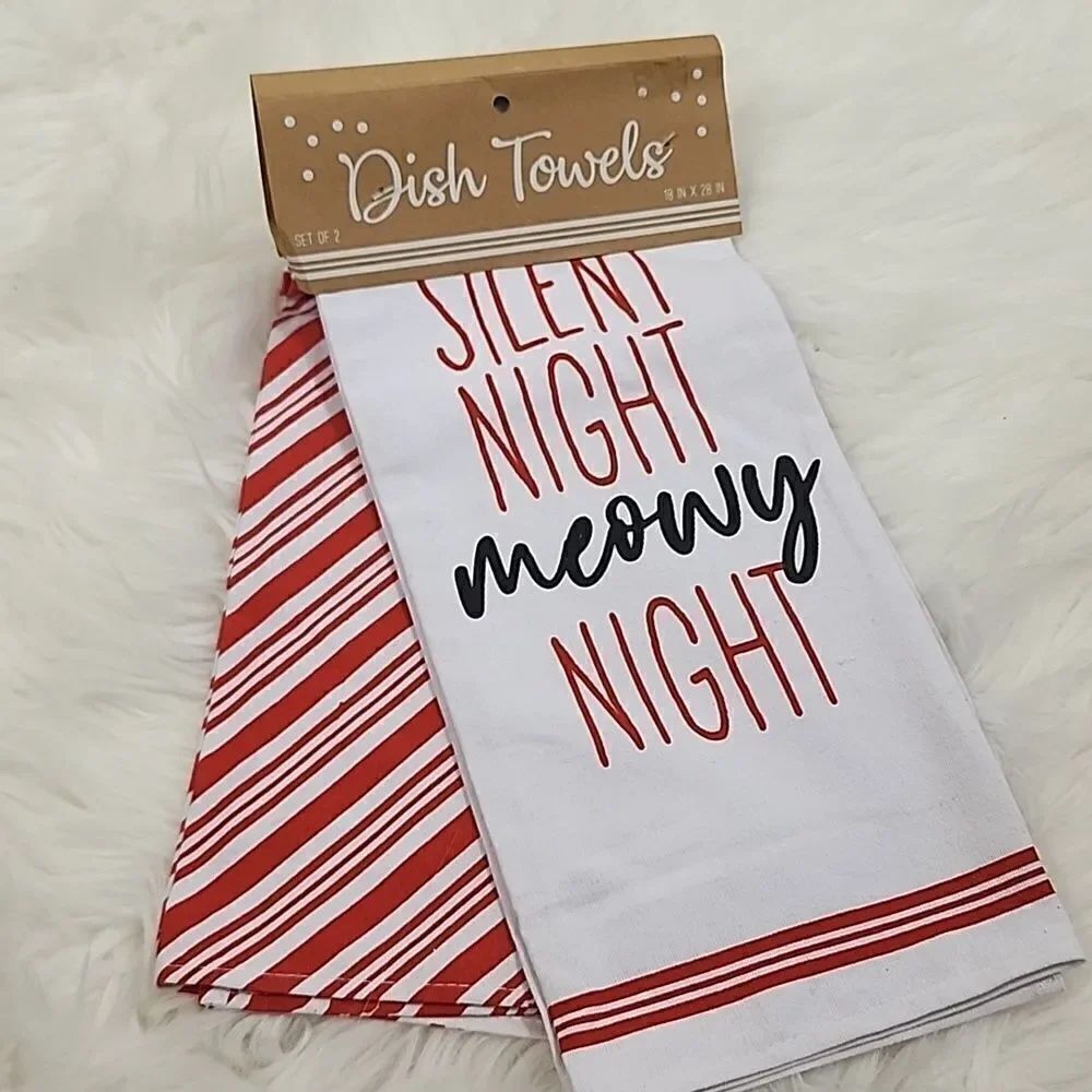Set of 2 Meowy Night Dish Towels